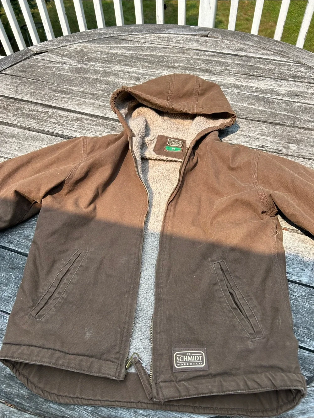 Kids Brown Hooded Sherpa-Lined Jacket